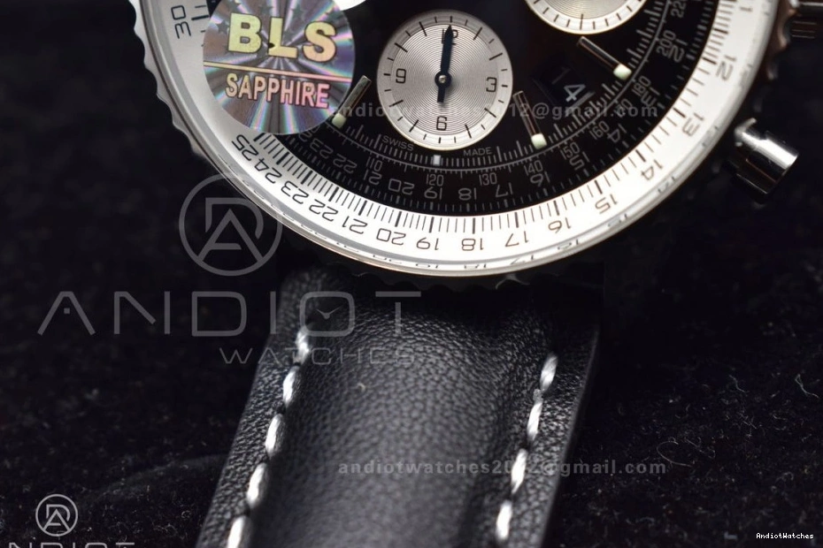 on Bracelet Navitimer 43mm BLS Black Edition 1 916 SS A Best Popular Dial Leather 1:1 0427